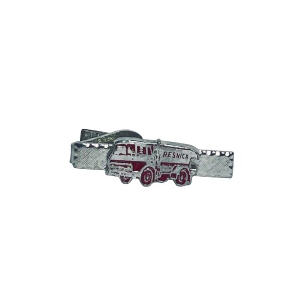 Vintage Silver Tone & Red Enamel Resnick Fuel Truck Tie Bar (5578) - Picture 4 of 5